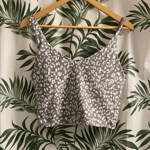 Old Navy Gray and White Leopard Print Crop Top